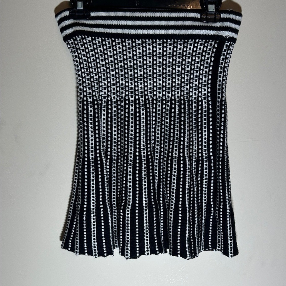 Catherine Malandrino DesignNation Knit Mini Skirt Black White Geometric S